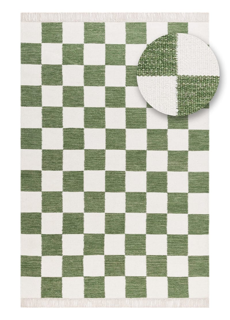 Håndvævet tæppe Nordic Check 160x230 cm - Smaragdgrøn - Tekstiler - Tæpper - Moderne tæppe - Uldtæppe
