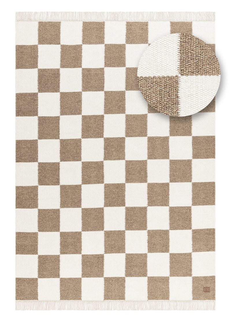 Håndvævet tæppe Nordic Check 200x300 cm - Chokolade - Tekstiler - Tæpper - Moderne tæppe - Uldtæppe