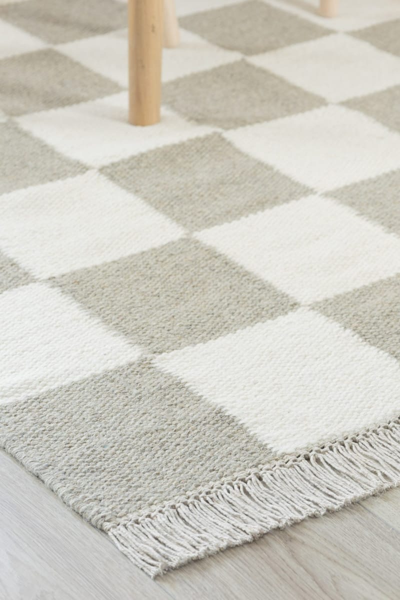 Håndvævet tæppe Nordic Check 200x300 cm - Grå - Tekstiler - Tæpper - Moderne tæppe - Uldtæppe