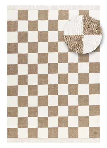 Håndvævet tæppe Nordic Check 240x340 cm - Chokolade - Tekstiler - Tæpper - Moderne tæppe - Uldtæppe