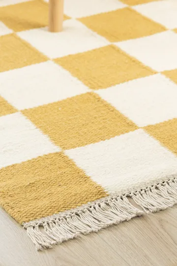 Håndvævet tæppe Nordic Check 240x340 cm - Løvegul - Tekstiler - Tæpper - Moderne tæppe - Uldtæppe