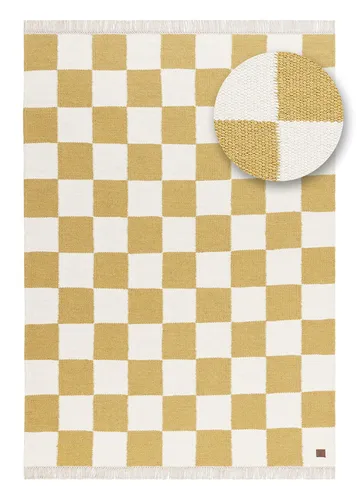 Håndvævet tæppe Nordic Check 240x340 cm - Løvegul - Tekstiler - Tæpper - Moderne tæppe - Uldtæppe