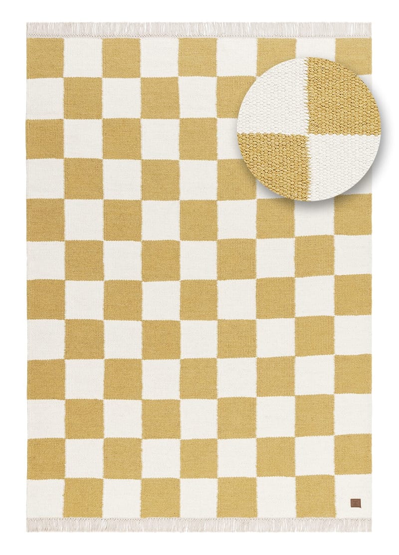 Håndvævet tæppe Nordic Check 240x340 cm - Løvegul - Tekstiler - Tæpper - Moderne tæppe - Uldtæppe