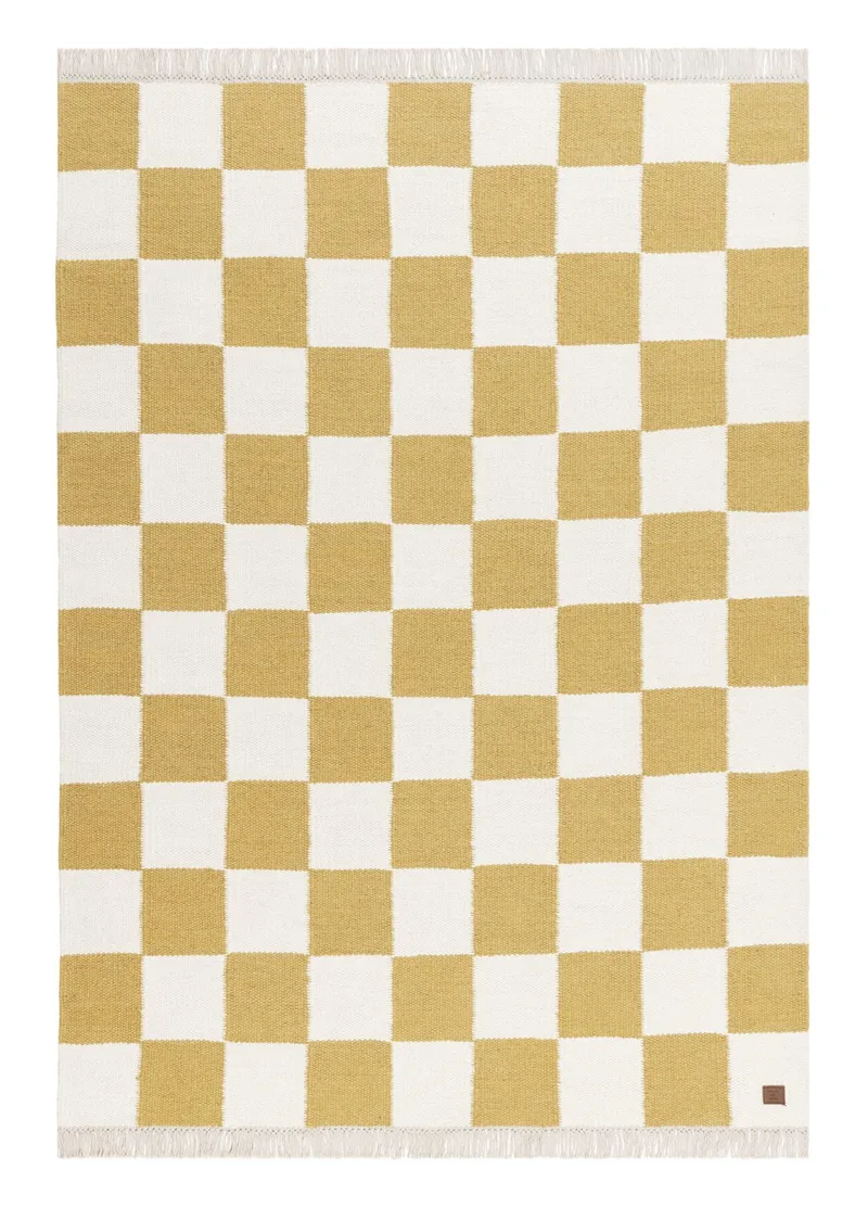Håndvævet tæppe Nordic Check 240x340 cm, Løvegul