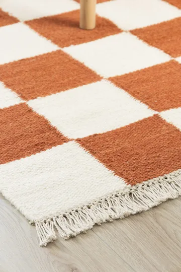 Håndvævet tæppe Nordic Check 240x340 cm - Terracotta - Tekstiler - Tæpper - Moderne tæppe - Uldtæppe