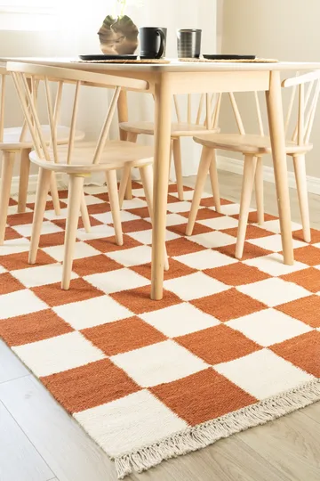 Håndvævet tæppe Nordic Check 240x340 cm - Terracotta - Tekstiler - Tæpper - Moderne tæppe - Uldtæppe