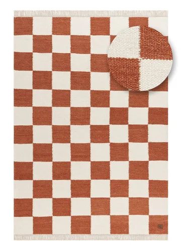 Håndvævet tæppe Nordic Check 240x340 cm - Terracotta - Tekstiler - Tæpper - Moderne tæppe - Uldtæppe