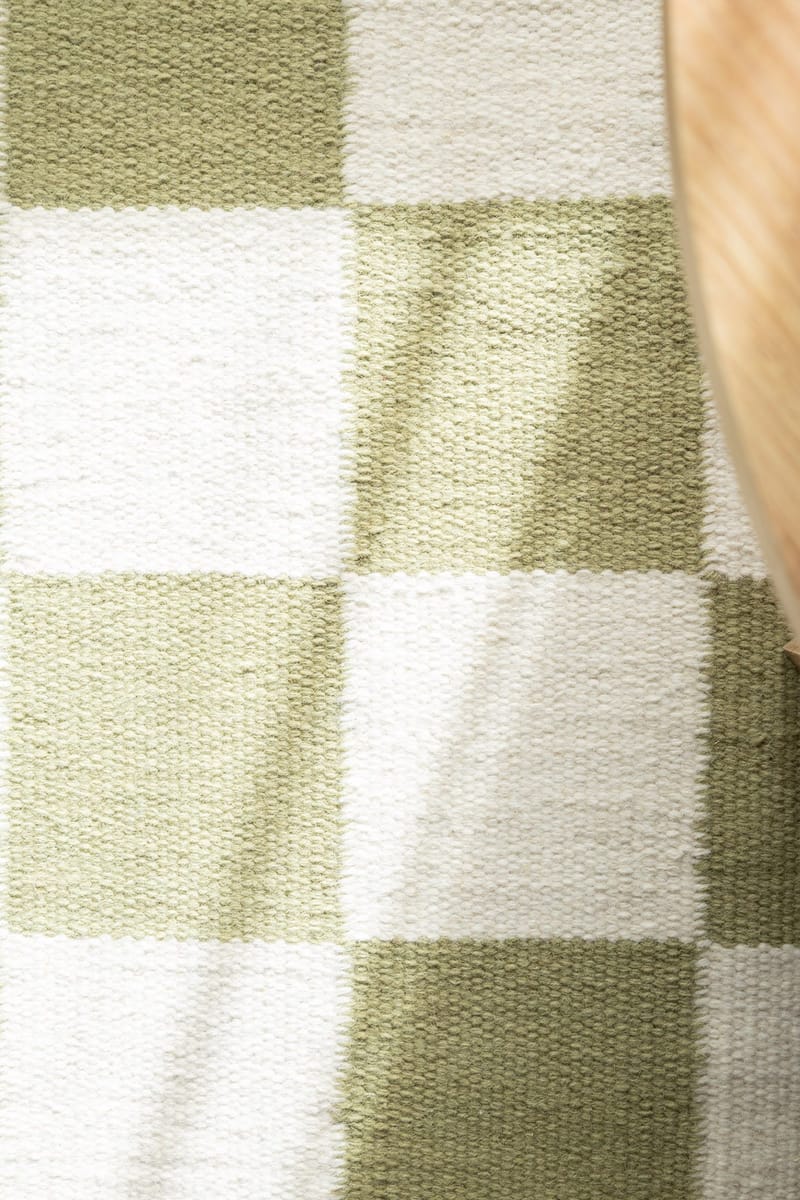 Håndvævet tæppe Nordic Check 75x200 cm - Grøn - Tekstiler - Tæpper - Moderne tæppe - Uldtæppe