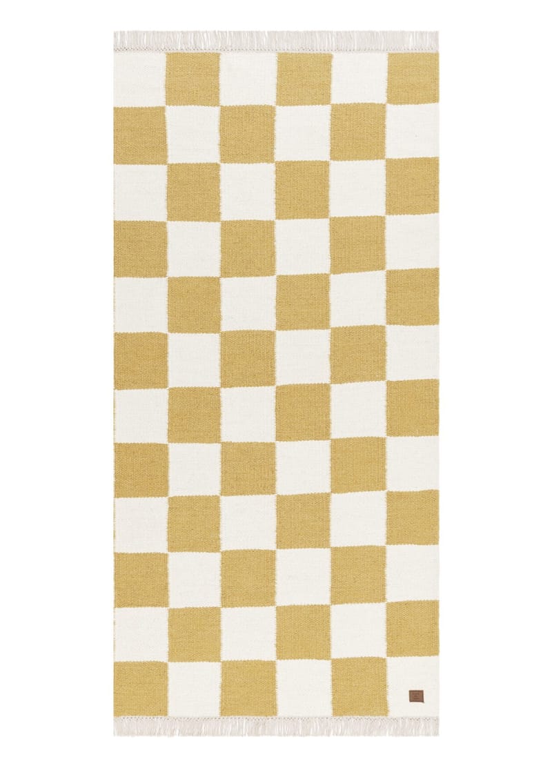 Håndvævet tæppe Nordic Check 75x200 cm, Løvegul
