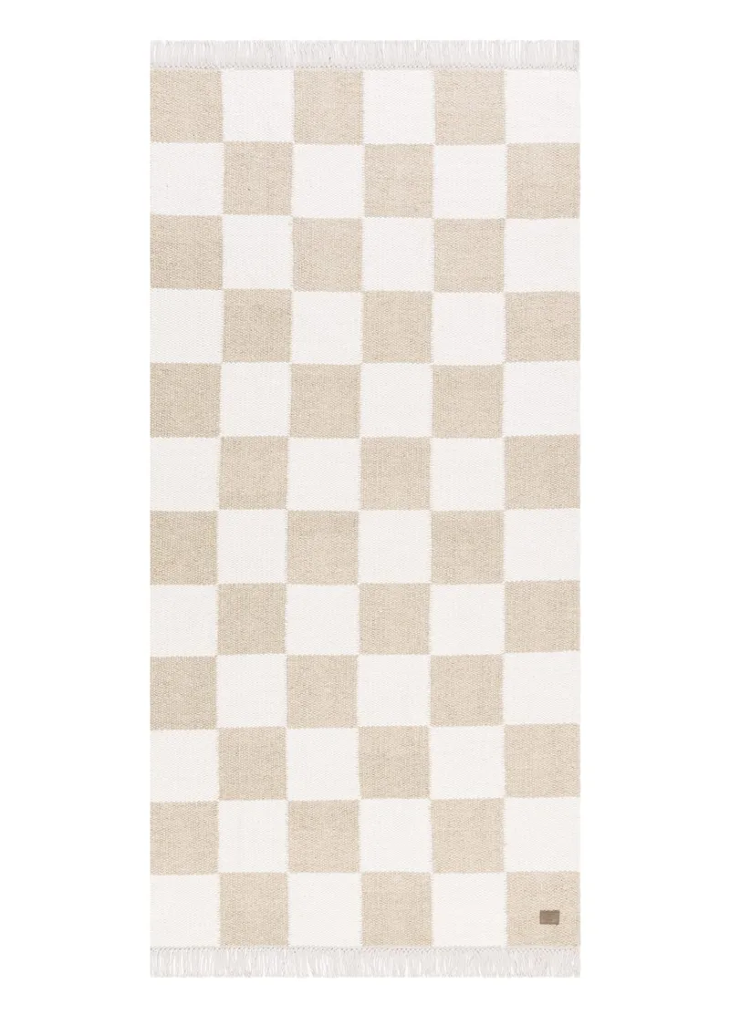 Håndvævet tæppe Nordic Check 75x200 cm, Linned