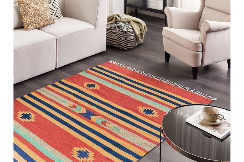 Hatis Bomuldstæppe 140x200 cm - Blå - Tekstiler - Tæpper - Moderne tæppe - Bomuldstæpper