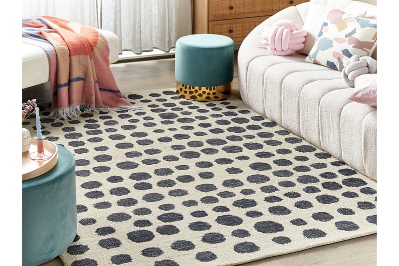 Havran Uldtæppe 200x200 cm Kvadratisk - Beige - Tekstiler - Tæpper - Moderne tæppe - Uldtæppe