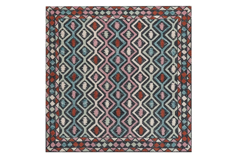 Haymana Uldtæppe 200x200 cm Kvadratisk, Blå