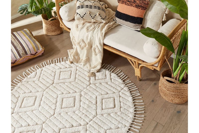 Horasan Ryetæppe 140 cm Rund, Beige