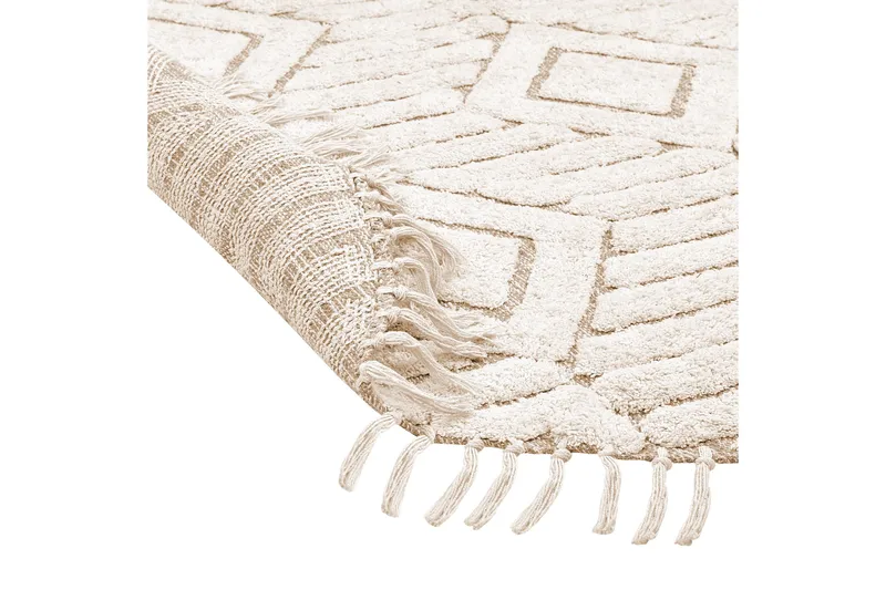 Horasan Ryetæppe 140 cm Rund - Beige - Tekstiler - Tæpper - Moderne tæppe - Ryatæpper