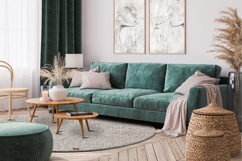 Hury Uldtæppe Ø300 cm Rund - Creme - Tekstiler - Tæpper - Moderne tæppe - Uldtæppe