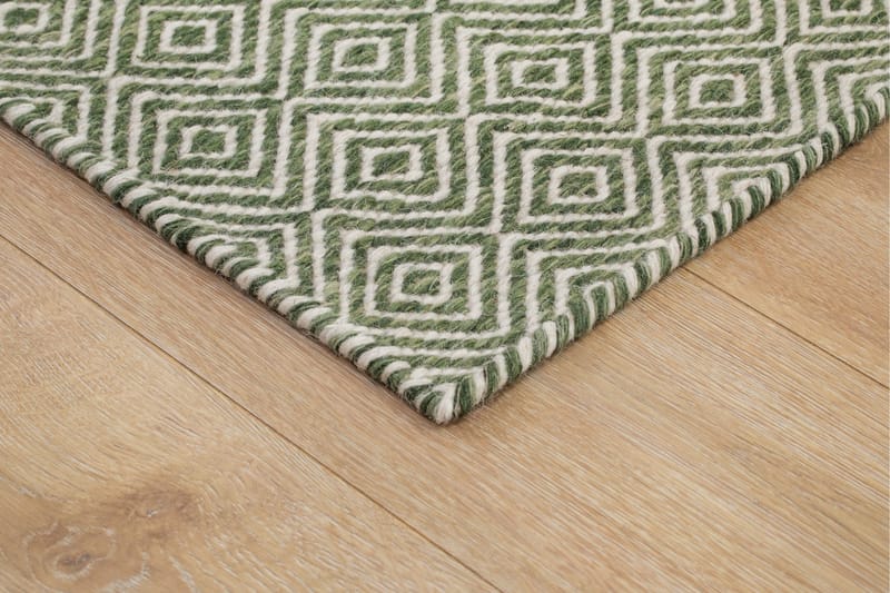 Junna Uldtæppe 240x340 cm Rektangulær - Grøn - Tekstiler - Tæpper - Moderne tæppe - Uldtæppe