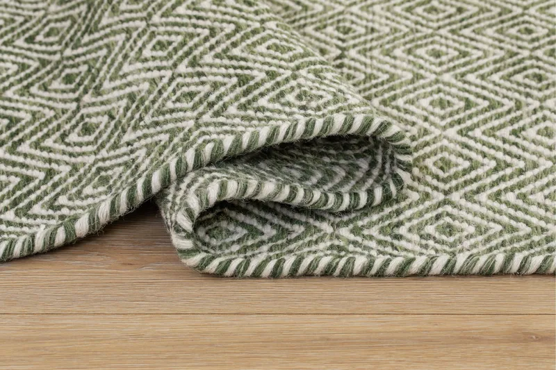 Junna Uldtæppe 240x340 cm Rektangulær - Grøn - Tekstiler - Tæpper - Moderne tæppe - Uldtæppe