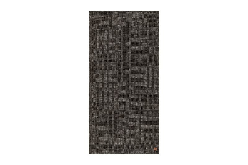 Junna Uldtæppe 75x200 cm Oval - Sort/Hvid - Tekstiler - Tæpper - Moderne tæppe - Uldtæppe