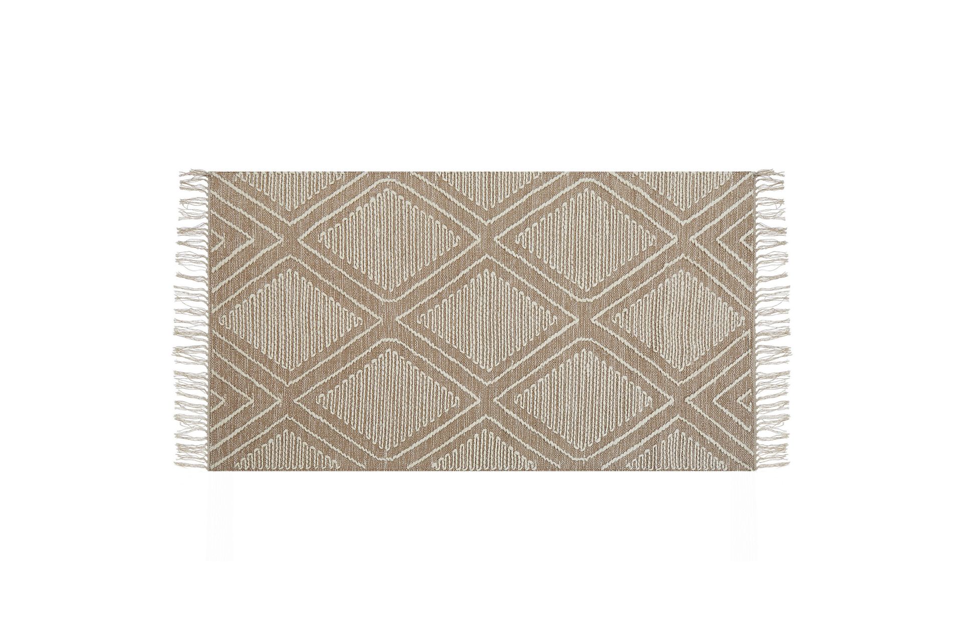 Kacem Bomuldstæppe 80x150 cm - Beige - Tekstiler - Tæpper - Moderne tæppe - Bomuldstæpper