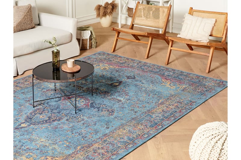 Kansu Bomuldstæppe 200x300 cm - Blå - Tekstiler - Tæpper - Moderne tæppe - Bomuldstæpper