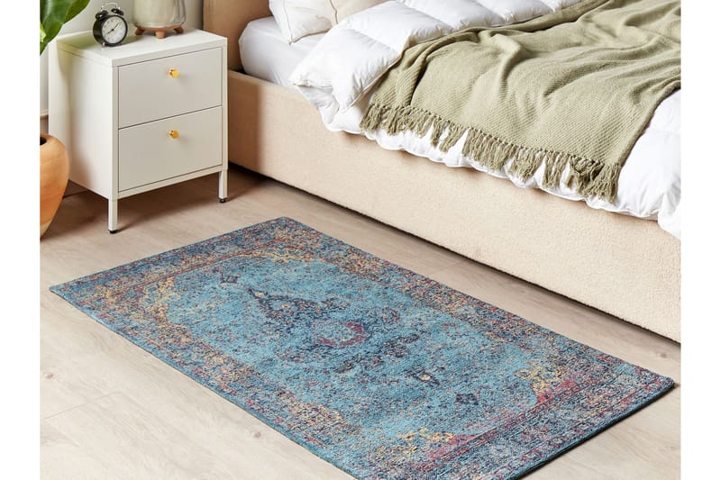 Kansu Bomuldstæppe 80x150 cm - Blå - Tekstiler - Tæpper - Moderne tæppe - Bomuldstæpper