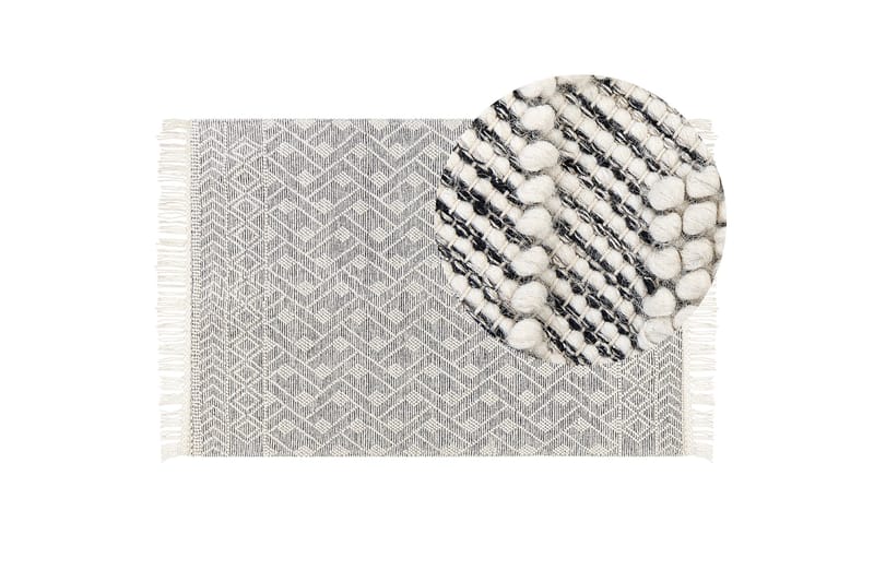 Kavak Uldtæppe 160x230 cm - Sort/hvid - Tekstiler - Tæpper - Moderne tæppe - Uldtæppe