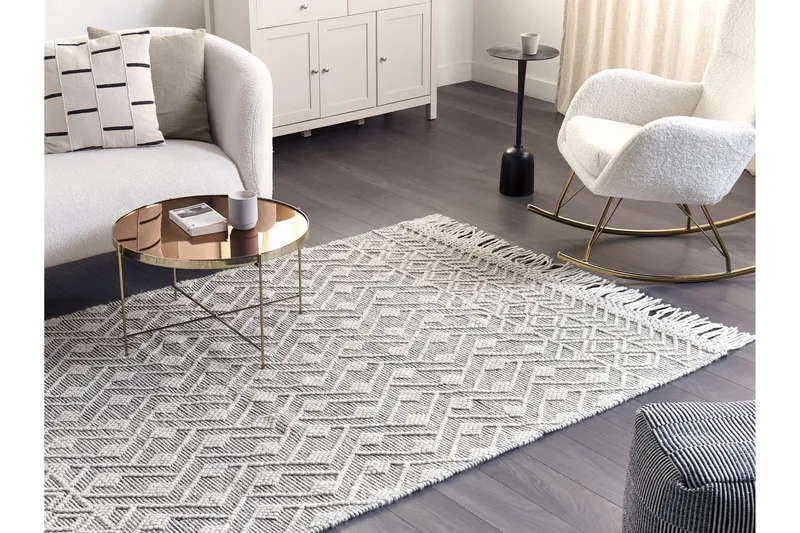 Kavak Uldtæppe 160x230 cm, Sort/hvid