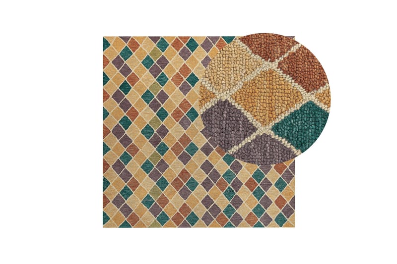 Keskin Uldtæppe 200x200 cm Kvadratisk - Beige - Tekstiler - Tæpper - Moderne tæppe - Uldtæppe