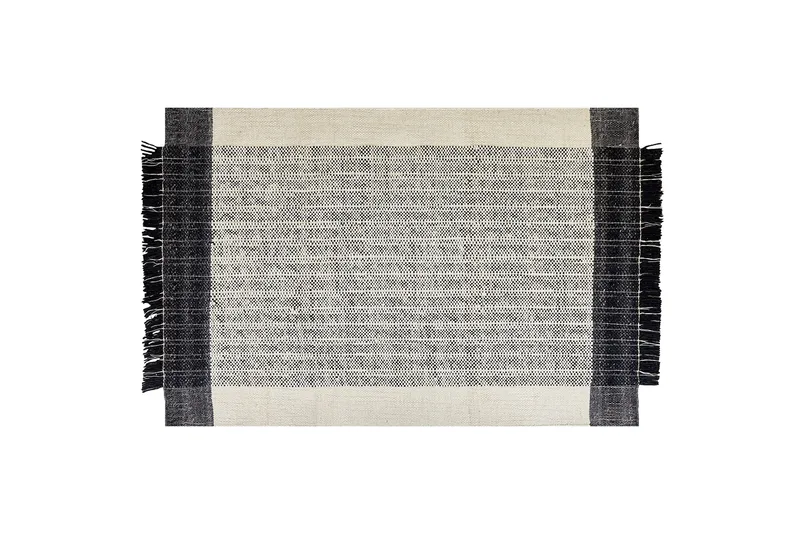 Ketenli Uldtæppe 140x200 cm, Sort/hvid