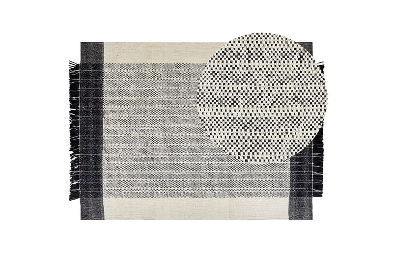Ketenli Uldtæppe 160x230 cm - Sort/hvid - Tekstiler - Tæpper - Moderne tæppe - Uldtæppe