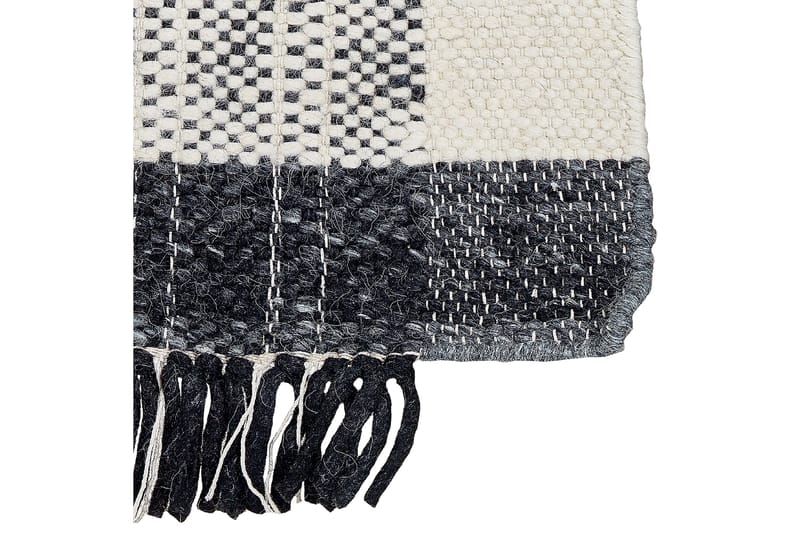 Ketenli Uldtæppe 160x230 cm - Sort/hvid - Tekstiler - Tæpper - Moderne tæppe - Uldtæppe