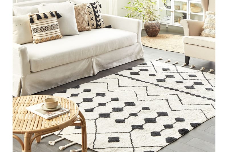 Khemisset Bomuldstæppe 140x200 cm - Sort/hvid - Tekstiler - Tæpper - Moderne tæppe - Bomuldstæpper