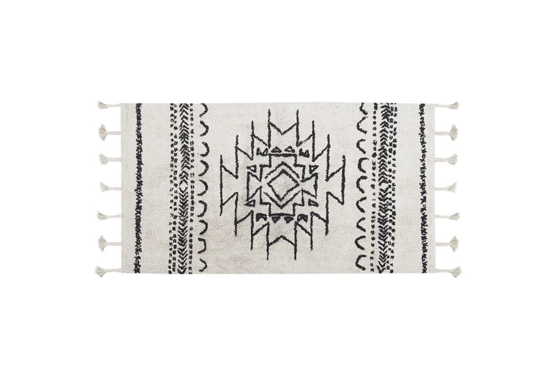 Khouribga Bomuldstæppe 80x150 cm, Sort/hvid
