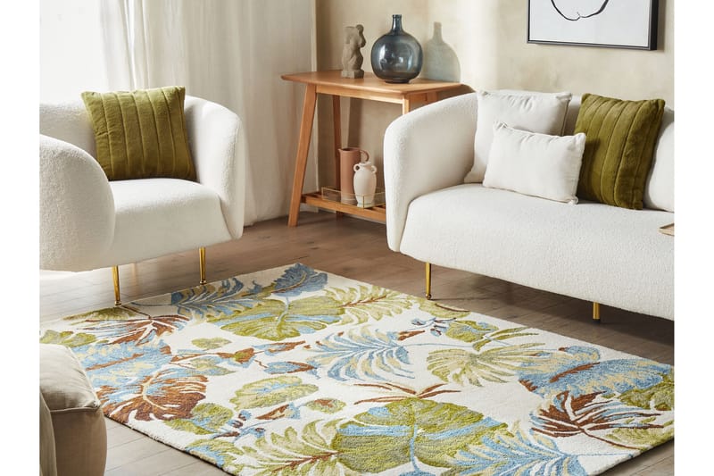 Kinik Uldtæppe 200x200 cm - Beige - Tekstiler - Tæpper - Moderne tæppe - Uldtæppe