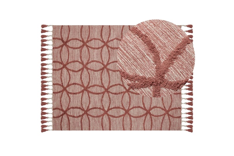 Kirsehir Bomuldstæppe 160x230 cm - Rød - Tekstiler - Tæpper - Moderne tæppe - Bomuldstæpper