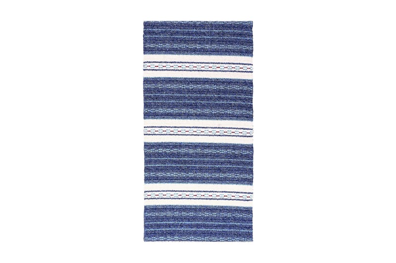 Asta Tæppe Mix 70x300 PVC / bomuld / polyester blå - Horredsmattan - Gummierede tæpper - Små tæpper - Mønstrede tæpper - Kludetæpper - Store tæpper - Håndvævede tæpper