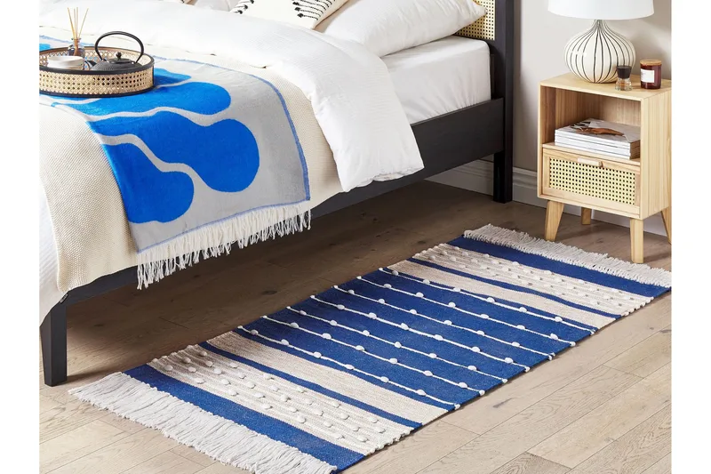 Kondhali Ryetæppe 80x150 cm - Blå - Tekstiler - Tæpper - Moderne tæppe - Ryatæpper