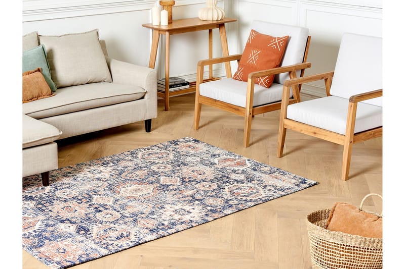 Kurin Bomuldstæppe 140x200 cm - Blå - Tekstiler - T æpper - Moderne tæppe - Gangmåtter