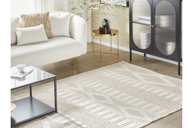 Lapseki Uldtæppe 200x200 cm - Beige - Tekstiler - Tæpper - Moderne tæppe - Uldtæppe