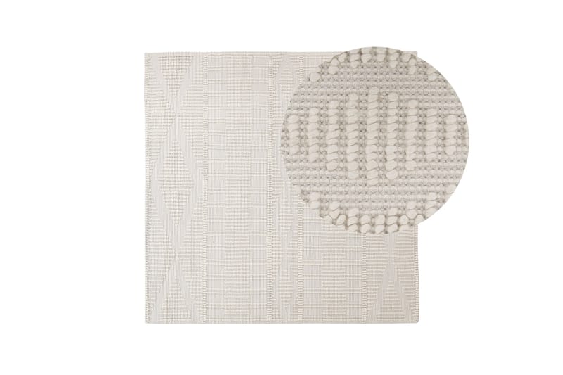 Lapseki Uldtæppe 200x200 cm - Beige - Tekstiler - Tæpper - Moderne tæppe - Uldtæppe