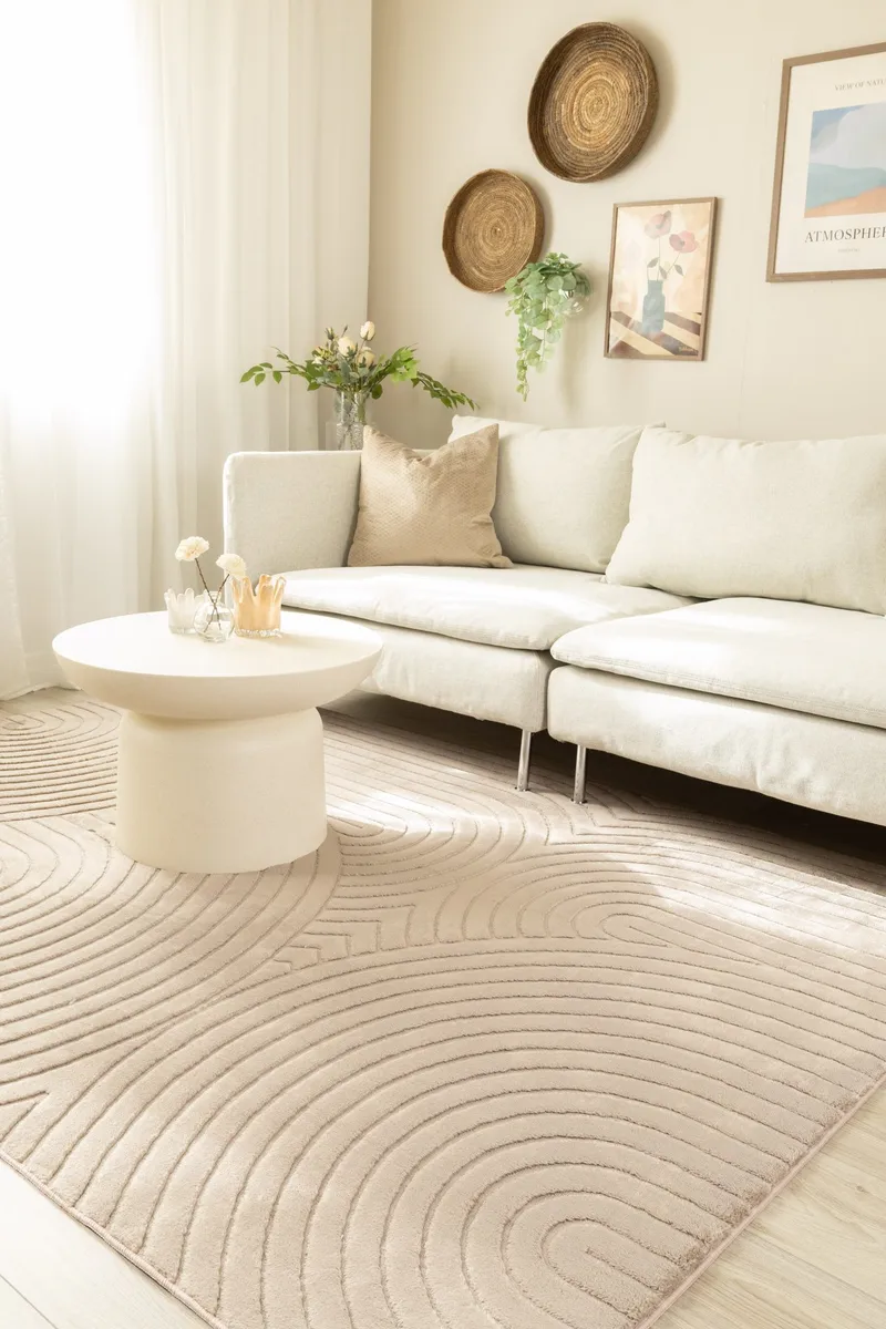 Maskinvævet tæppe Cozy Zen 155x230 cm - Taupe - Tekstiler - Tæpper - Moderne tæppe - Wiltontæpper