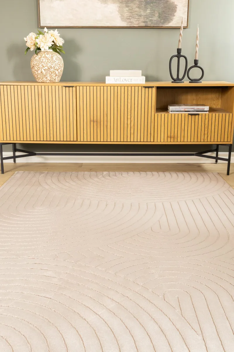 Maskinvævet tæppe Cozy Zen 155x230 cm - Taupe - Tekstiler - Tæpper - Moderne tæppe - Wiltontæpper