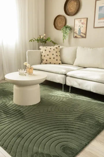 Maskinvævet tæppe Cozy Zen 200x290 cm - Smaragdgrøn - Tekstiler - Tæpper - Moderne tæppe - Wiltontæpper
