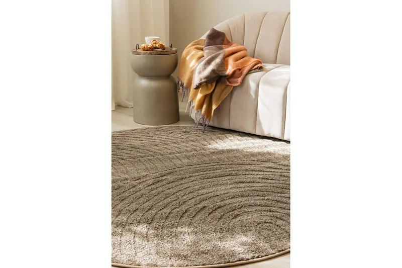 Maskinvævet Tæppe Genova Zen Rund - 120x120 cm, Mocca - Tekstiler - Tæpper - Moderne tæppe - Wiltontæpper