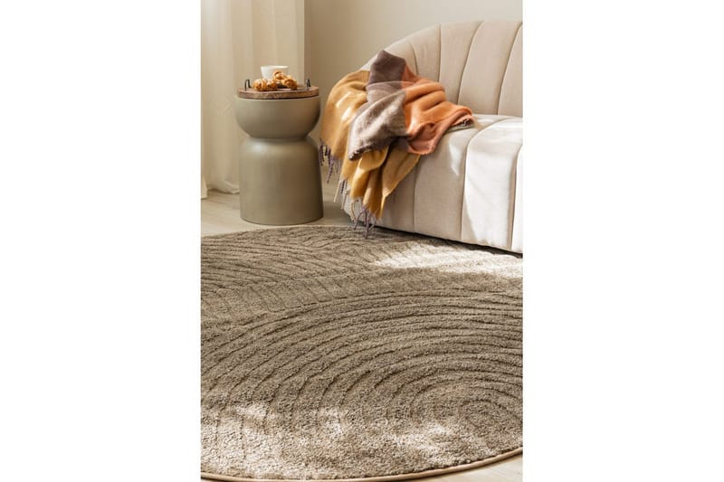 Maskinvævet Tæppe Genova Zen Rund - 240x240 cm, Mocca - Tekstiler - Tæpper - Moderne tæppe - Wiltontæpper