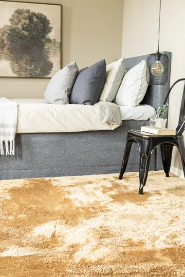 Maskinvævet tæppe KM Home Novelle KVADRAT 200x200 Gul - Gul - Tekstiler - Tæpper - Moderne tæppe - Ryatæpper