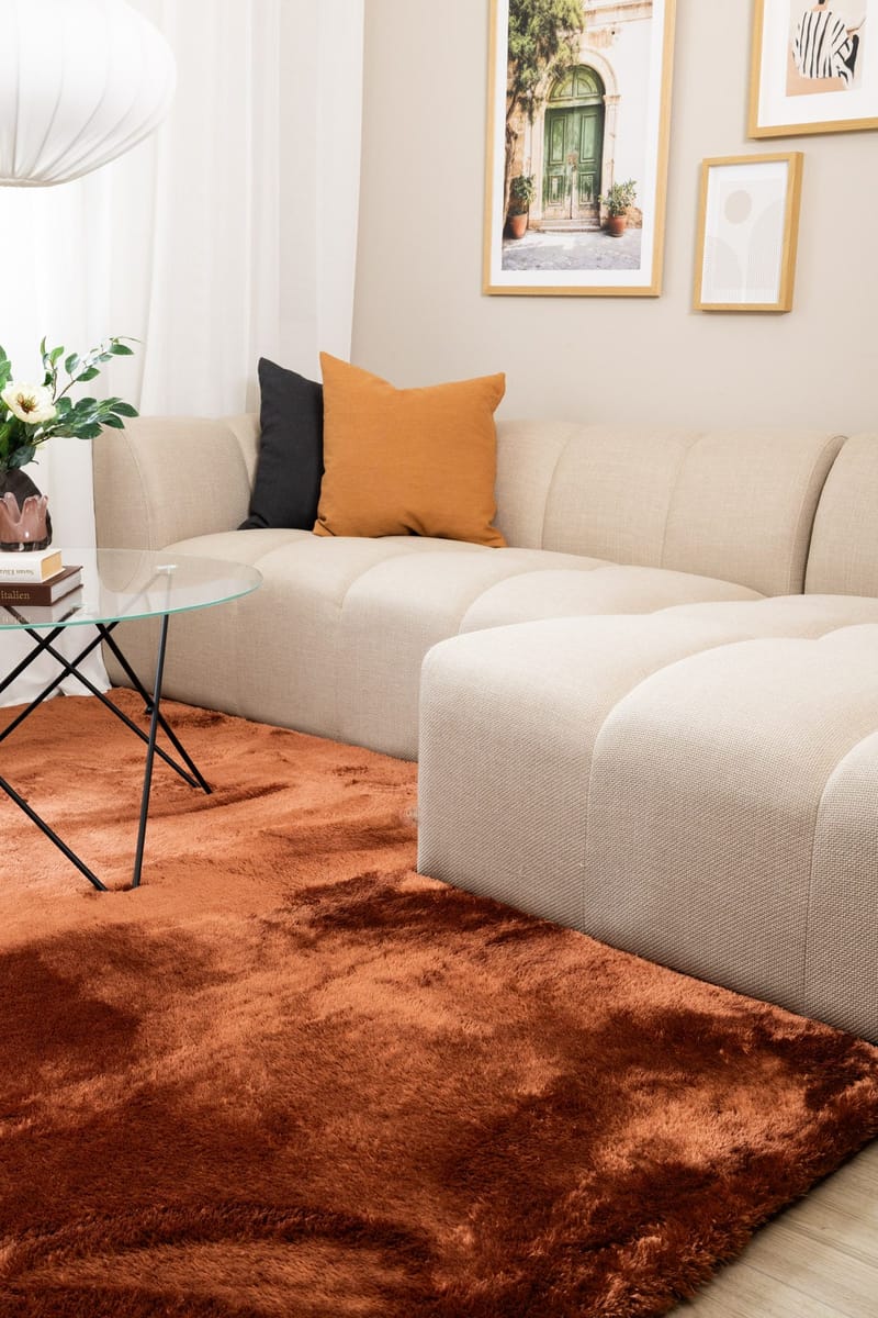 Maskinvævet tæppe KM Home Novelle KVADRAT 240x240 Kobber - Kobber - Tekstiler - Tæpper - Moderne tæppe - Ryatæpper