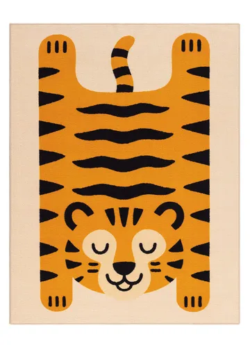 Maskinvævet tæppe KM Home Play Tiger 140x200 Linned - Linned - Tekstiler - Tæpper - Moderne tæppe - Wiltontæpper