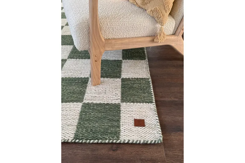 Moharan Uldtæppe 75x200 cm Aflangt - Smaragdgrøn - Tekstiler - Tæpper - Moderne tæppe - Uldtæppe